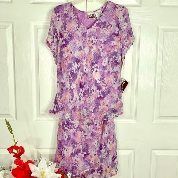 PURPLE & PINK 2-PIECE DRESS by PHOOL SIZE 1X NWT - Picture 1 of 4